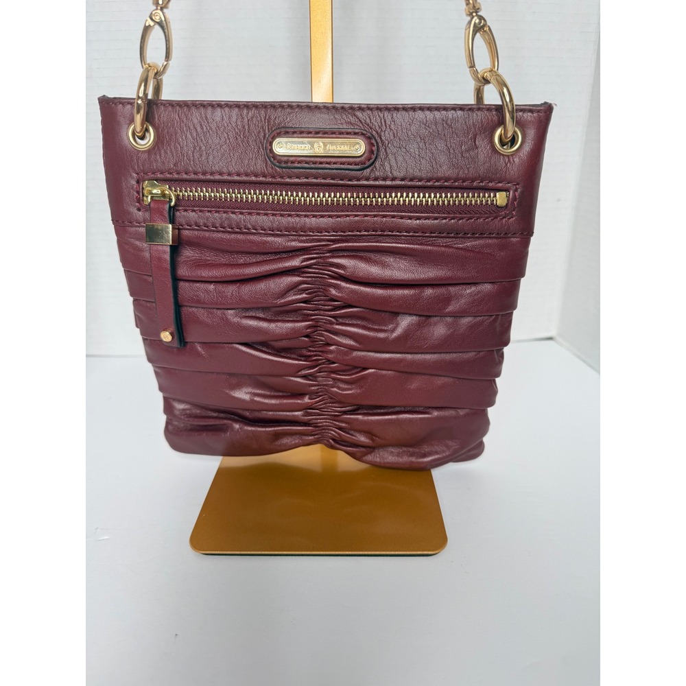 Etienne Aigner Crossbody Bag S Burgundy Ruched Leather Classic Chic Academia Y2K